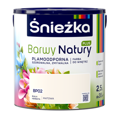 Farba lateksowa Barwy Natury PLUS TESTER biała herbata BP02 2,5 l Śnieżka