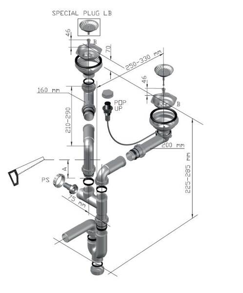 Alveus Armatura z syfonem 2 x 3,5'&apos POP-UP automat bez przelewu 1104729)