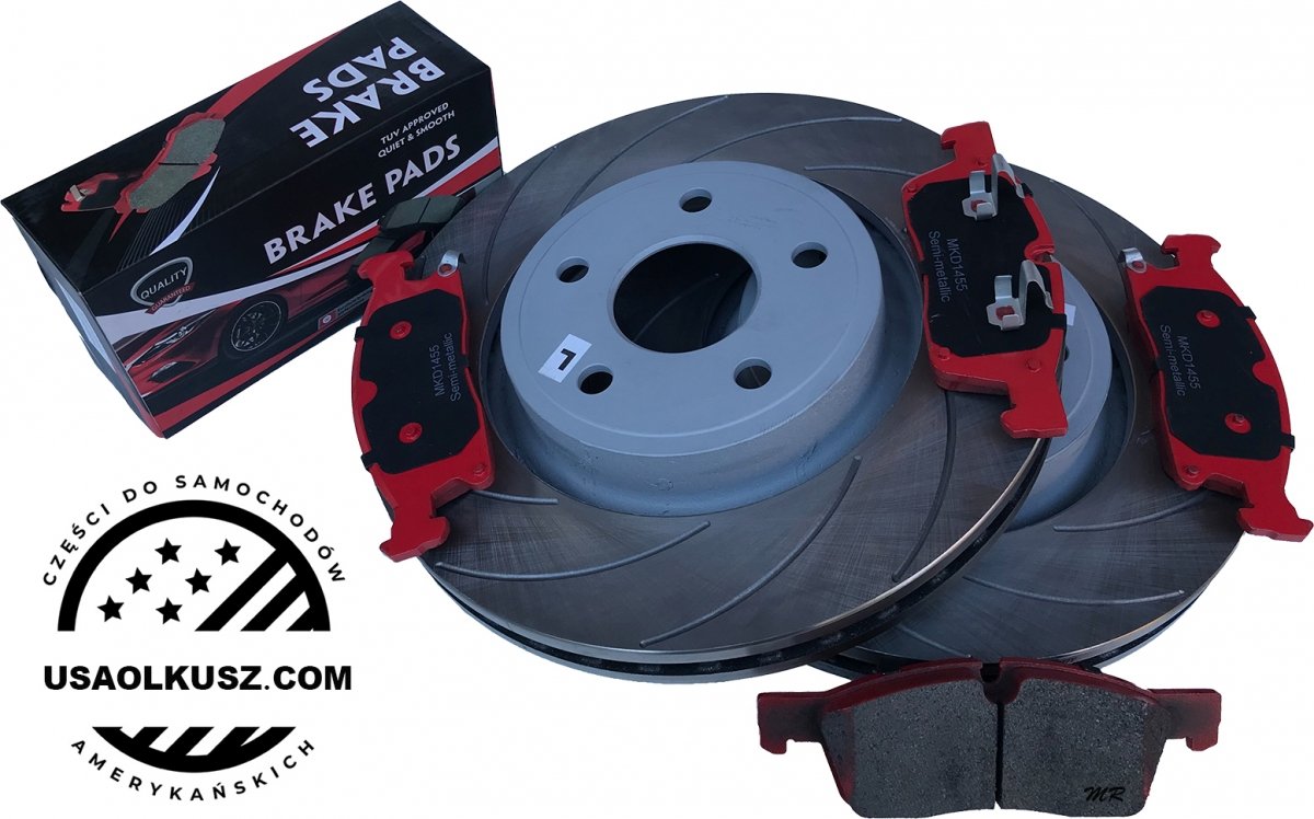 Przednie klocki + nacinane tarcze hamulcowe 350mm ATM SLOTTED Dodge Durango 2011-