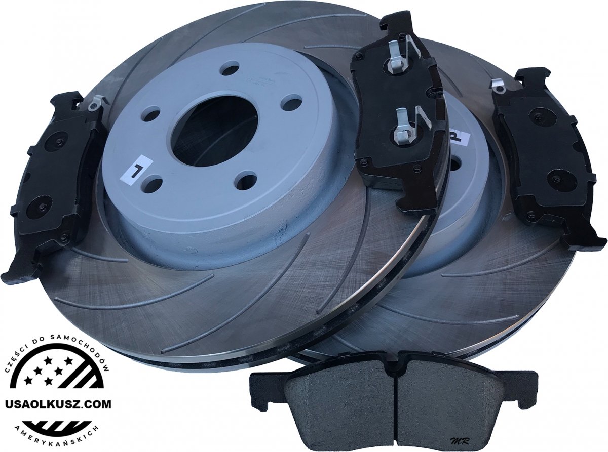 Przednie klocki + nacinane tarcze hamulcowe 350mm ATM SLOTTED Dodge Durango 2011-