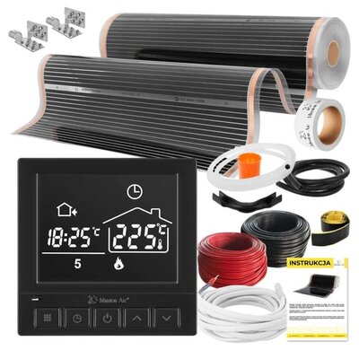 Folia grzewcza na podczerwień MISSION AIR Black Silver PTC 160W/m² (3mb x 100cm) + regulator Taurus Czarny