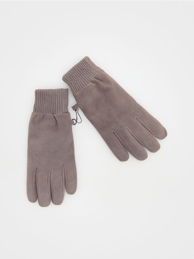 Reserved - Skórzane rękawiczki - brązowy