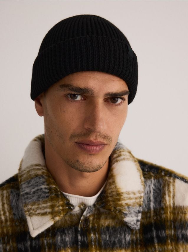 Reserved - Czapka beanie z dodatkiem wełny - czarny