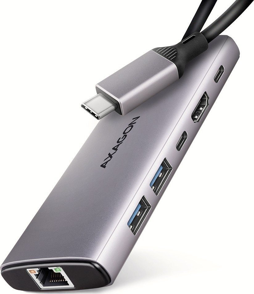 HUB USB Axagon AXAGON HMC-6G2L, USB 10Gb/s hub, 2x USB-A, 1x USB-C, HDMI 4k/60, RJ-45, PD 100W, kabel USB-C 15cm
