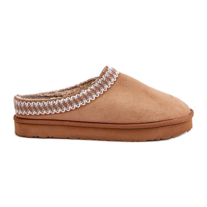 Wygodne Obuwie Domowe Kapcie Z Haftem Damskie Inblu FX000021 Camel brązowe