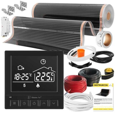 Folia grzewcza na podczerwień MISSION AIR Black Silver PTC 160W-m2 28m² szer. 100cm + regulator Taurus Czarny