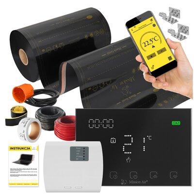 Folia grzewcza na podczerwień MISSION AIR Black Gold PTC 160W/m² 5m² szer. 50cm + regulator Gemini Czarny Wi-Fi
