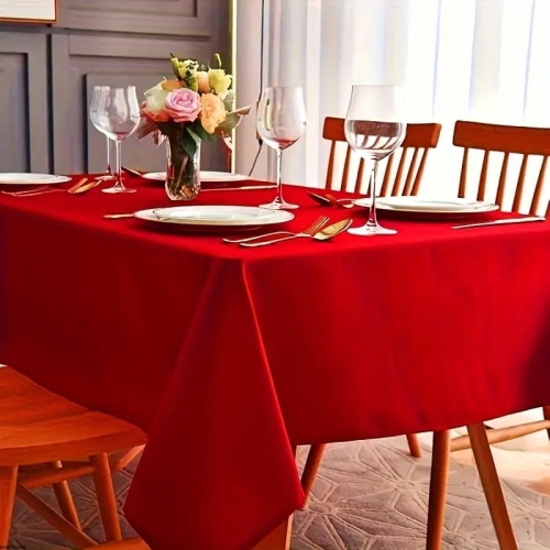 Prostokątny obrus gładki czerwony Gabardyna