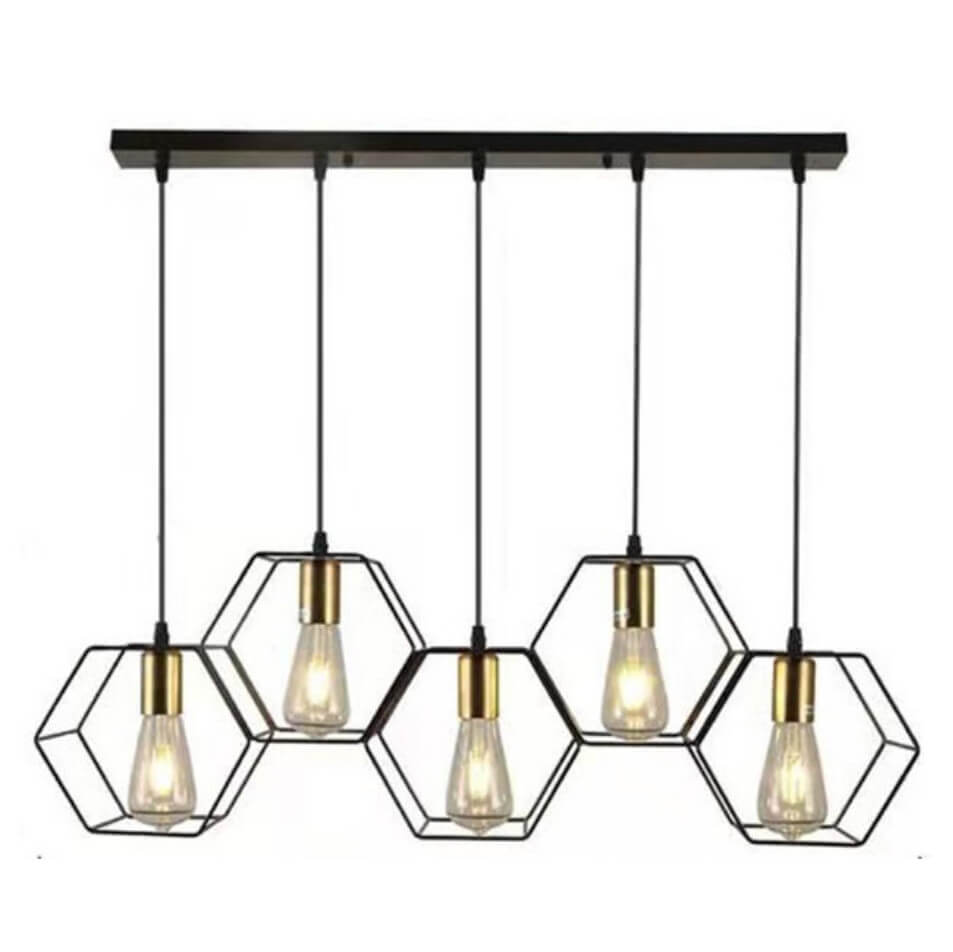 Wisząca lampa na listwie Honey  Abigali plaster miodu czarna ABIGALI-LWH-5XE27