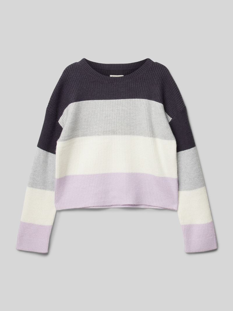Sweter z dzianiny krótki w stylu Colour Blocking