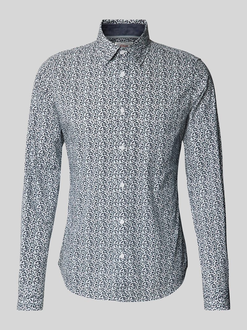 Koszula casualowa o kroju slim fit z elastycznej mieszanki bawełny ze wzorem na całej powierzchni