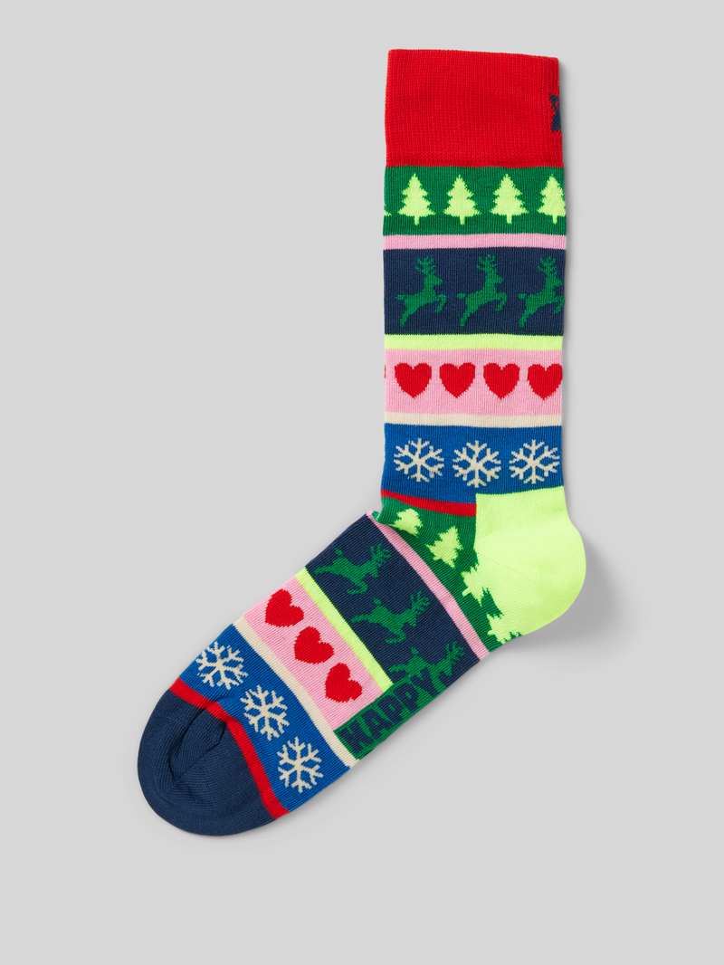Skarpety z wyhaftowanymi motywami model ‘Christmas Stripe’