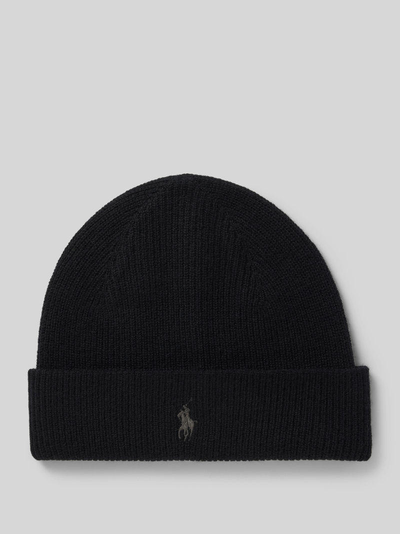 Czapka beanie z kaszmiru z naszywką z logo