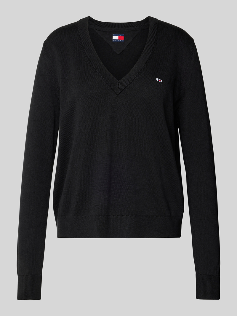 Sweter z dzianiny z wyhaftowanym logo