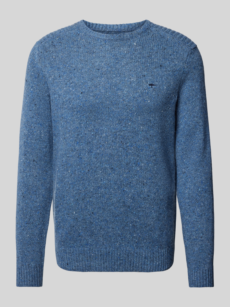 Sweter z dzianiny z mieszanki wełny z okrągłym dekoltem