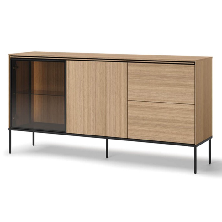 Komoda z oświetleniem 1d1w2s VISSO VI-05 Dąb linearny