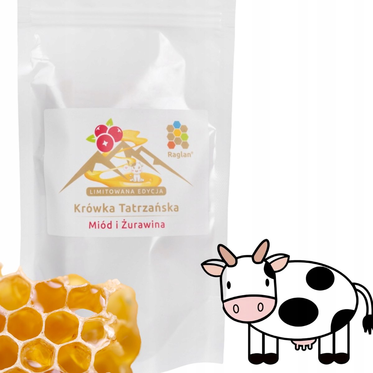 Krówki Miód z Żurawiną Tatrzańskie Raglan Polski Producent 145g