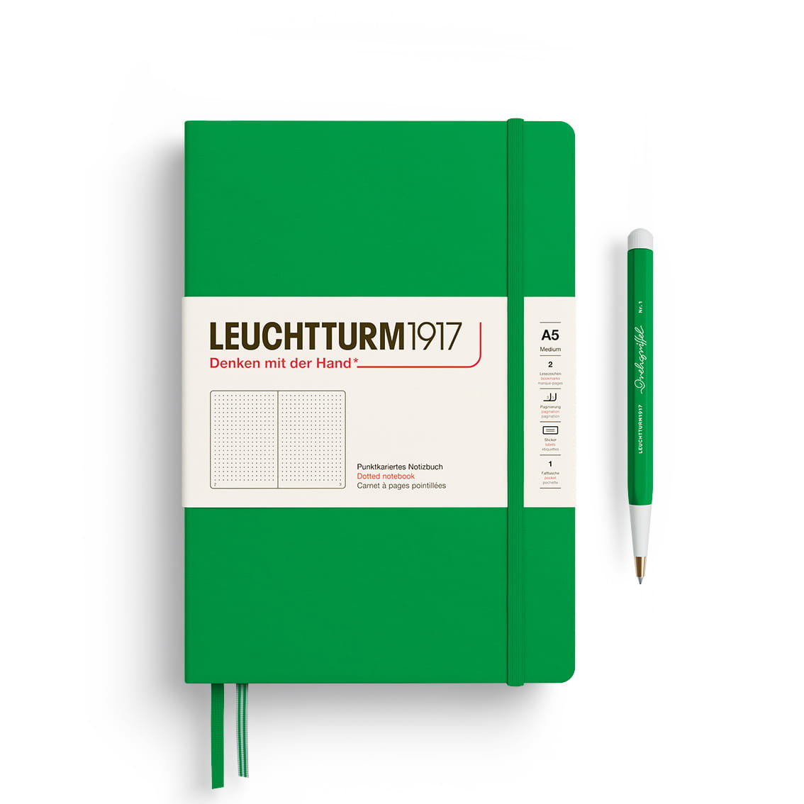 Notatnik Leuchtturm1917 Medium A5, kropki, Spring Leaf
