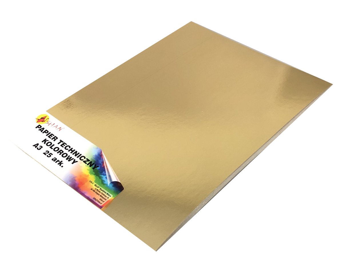 Papier kolorowy techniczny A3 złoty 25 arkuszy