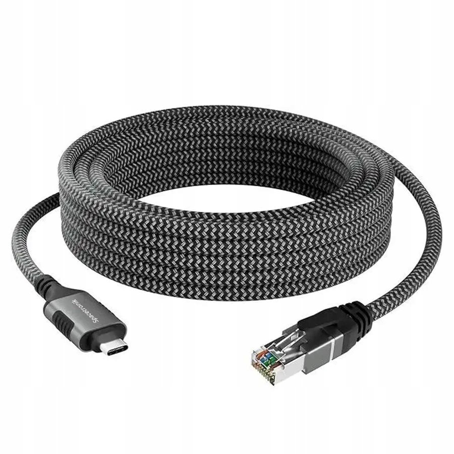 Wytrzymały KABEL ADAPTER KARTA SIECIOWA USB-C RJ45 Szybki przesył 1Gbps 3m