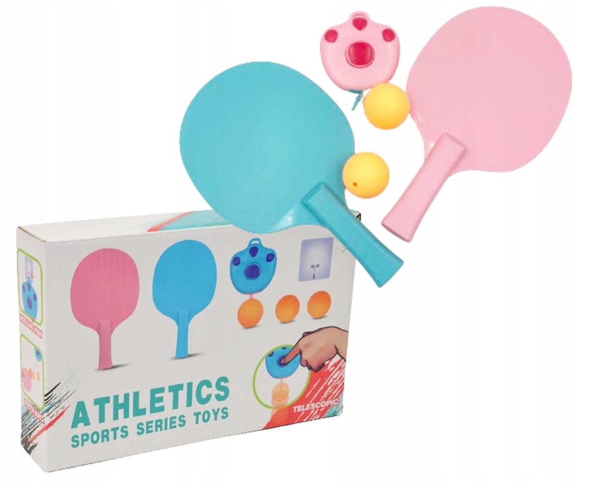 Zestaw kolorowych paletek do tenisa z uchwytem 2 piłki