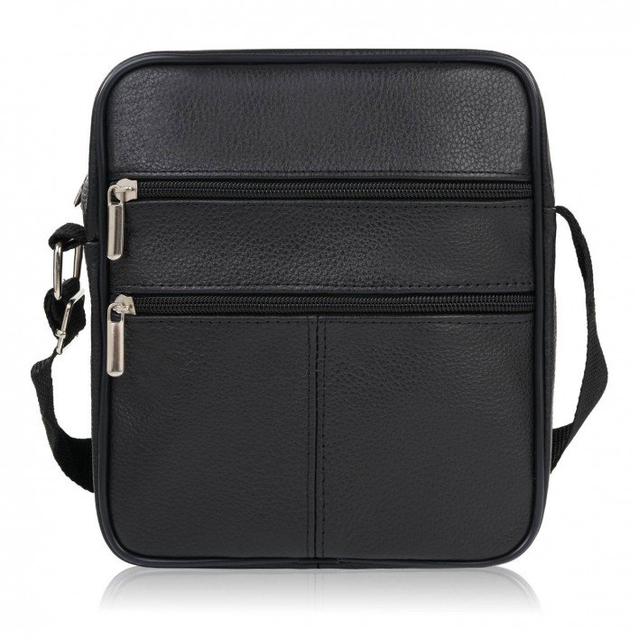 SASZETKA MĘSKA SKÓRZANA NA RAMIĘ LISTONOSZKA MĘSKA CZARNA ABRUZZO ABR-43