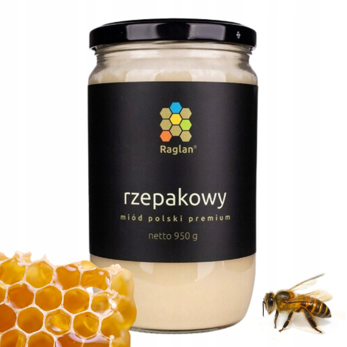 Polski Miód Rzepakowy Rok 2024 RAGLAN z Polskiej Pasieki 950 g