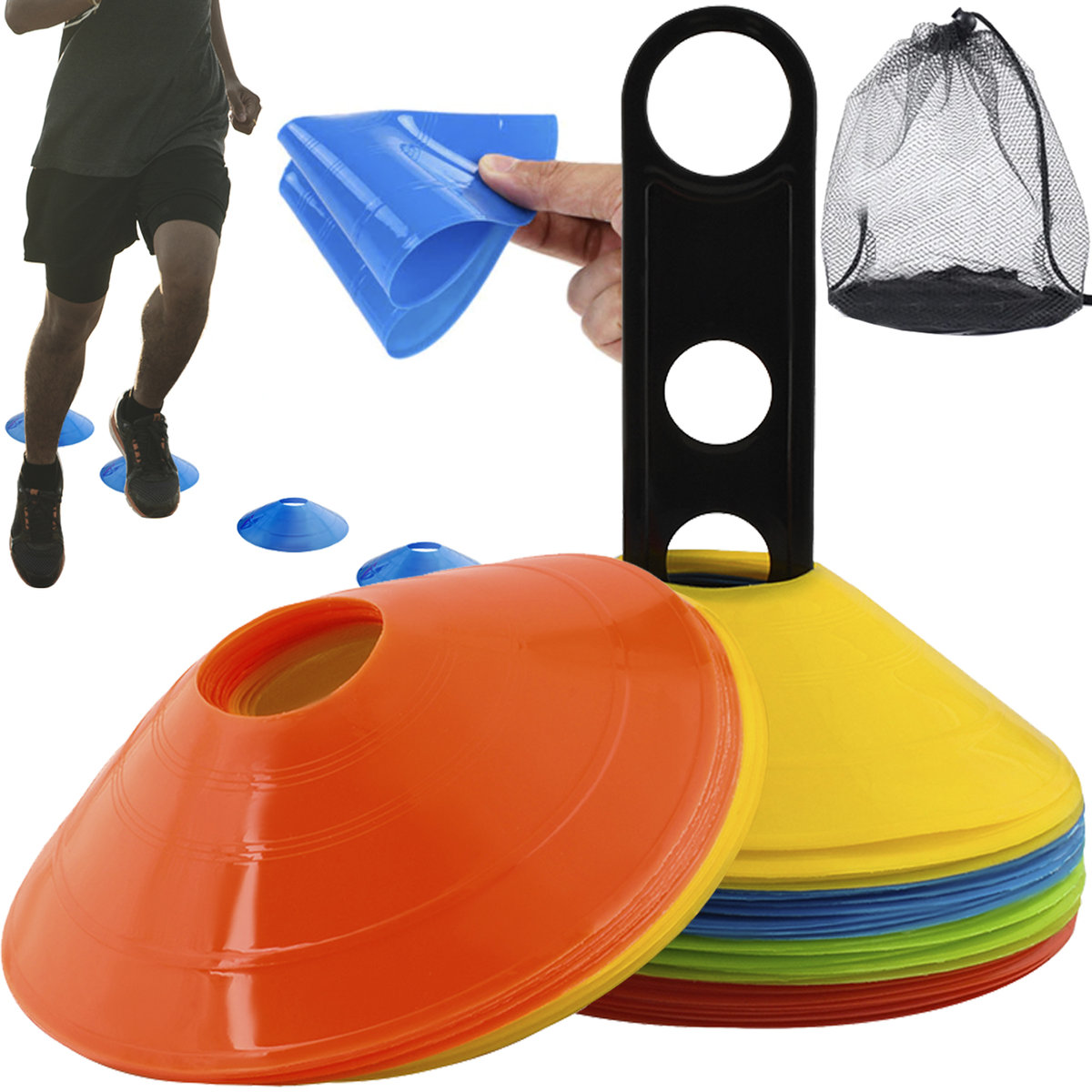 top Pachołki Treningowe Zestaw Talerzyki do Piłki Grzybki Elastyczne 50szt 20cm TRIZAND
