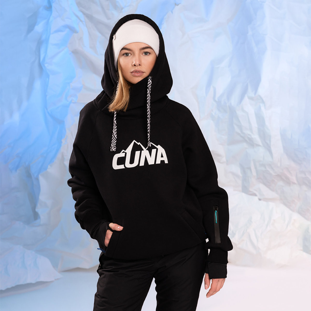 Bluza snowboardowa damska z kapturem czarna Mistral Pro - LARGE