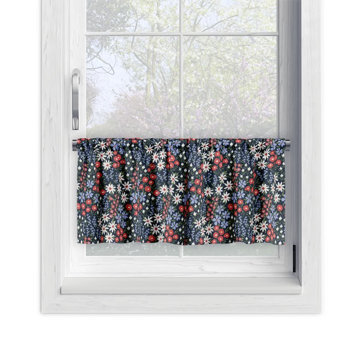 Zazdrostka FLORAL wzór F38 | rabata w odcieniach czerwieni i błękitu 60 x 240 cm