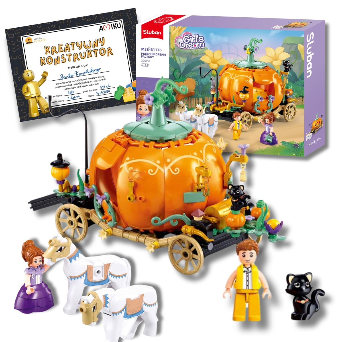 HALLOWEEN DYNIA KLOCKI SLUBAN B1176 Dyniowa karoca KARETA 320 El. + GRATIS