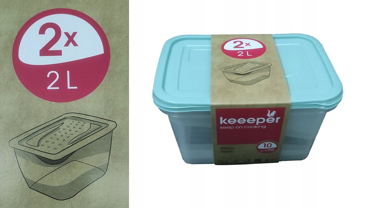 ZESTAW 2 POJEMNIKÓW NA ŻYWNOŚĆ 2x 2L SZCZELNE ziel