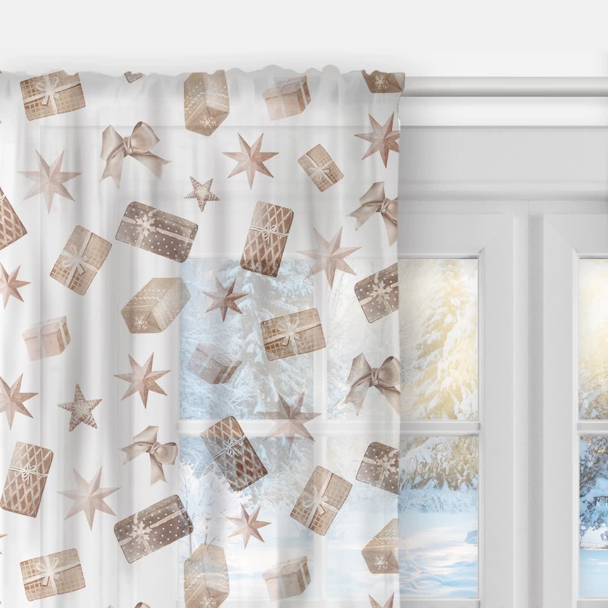 Firana  XMAS wzór XM11 | Pierwsza Gwiazdka 140 x 150 cm