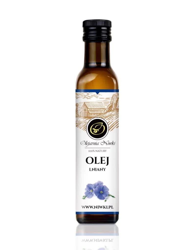 Olej lniany tłoczony na zimno 250 ml olej budwigowy Olejarnia Niwki