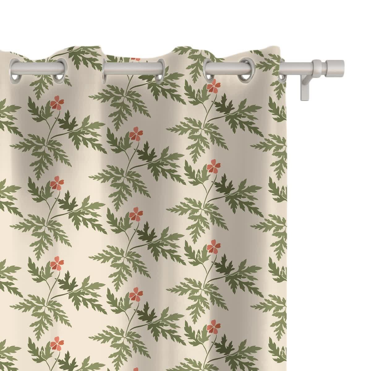 Zasłona FLORAL wzór F35 | delikatne czerwone kwiatki 150 x 230 cm tkanina zaciemniająca