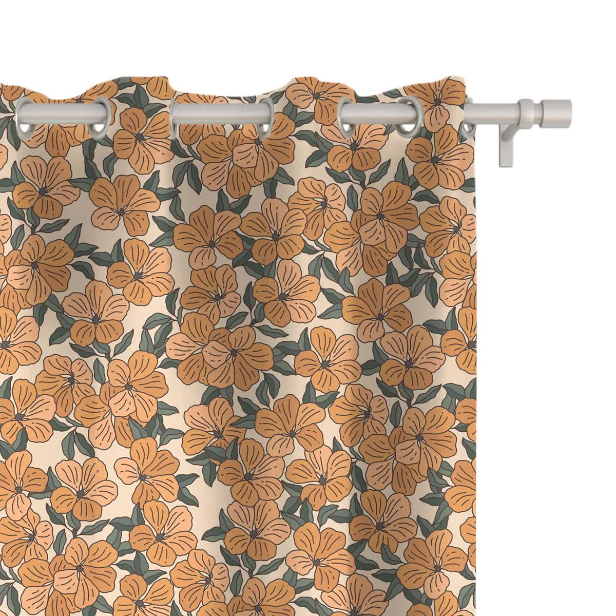 Zasłona FLORAL wzór F39 | tunbergia oskrzydlona 150 x 300 cm tkanina zaciemniająca