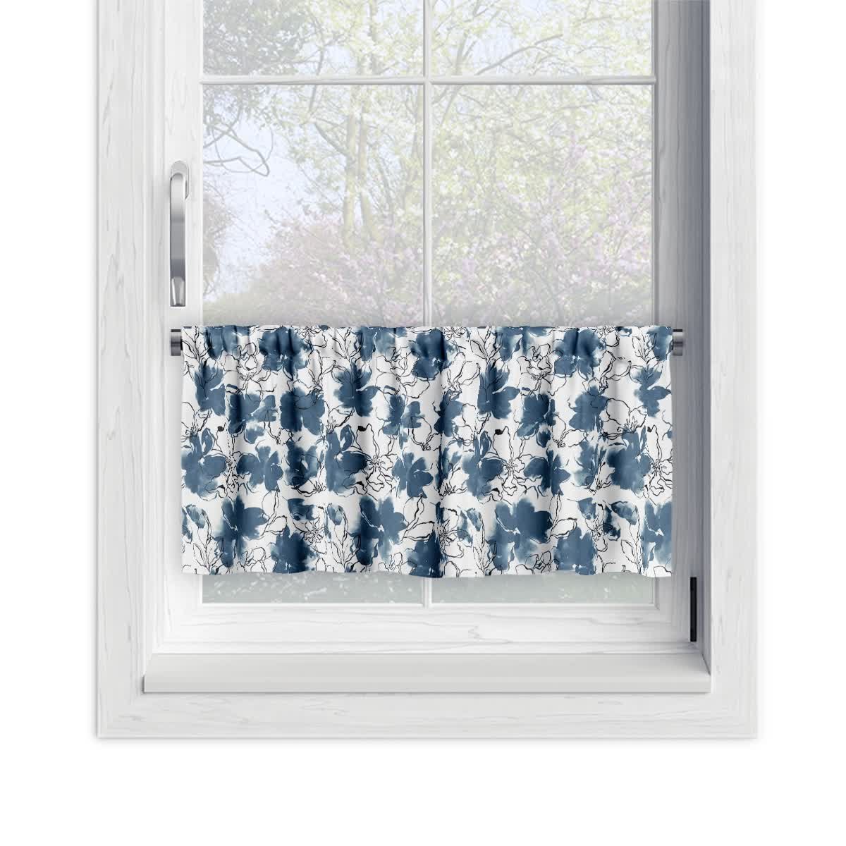 Zazdrostka FLORAL wzór F33 | niebieskie akwarelowe kwiaty 45 x 210 cm