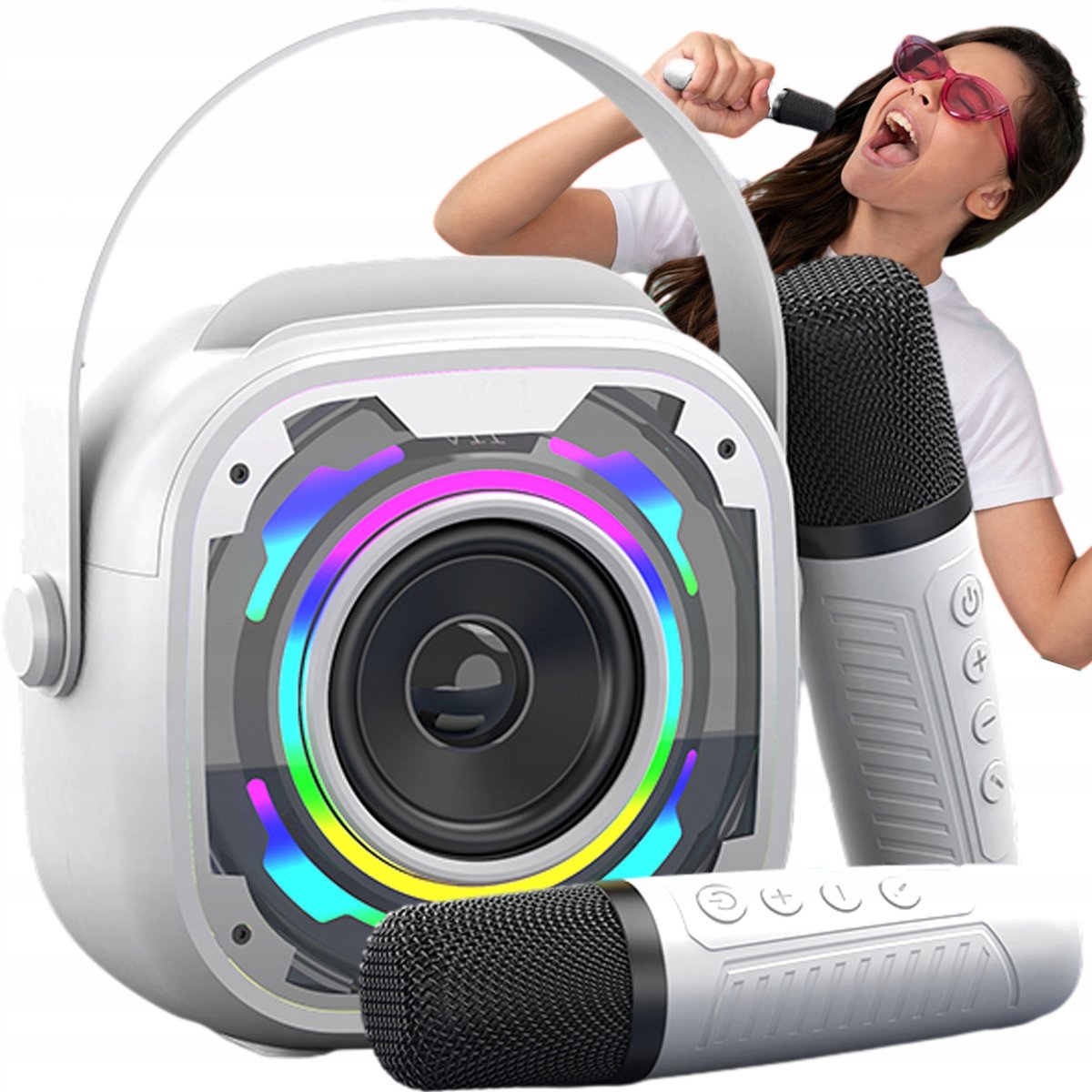 Zestaw do Karaoke Bluetooth Bezprzewodowy Głośnik + 2 Mikrofony Dla Dzieci