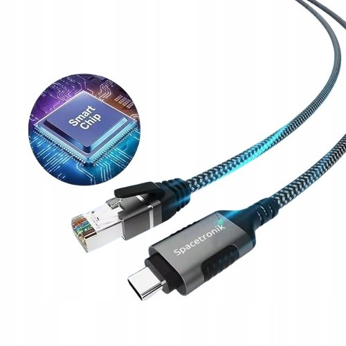Kabel Wbudowana KARTA SIECIOWA Ethernet RJ45 USB-C Transfer danych 1Gbps 2m