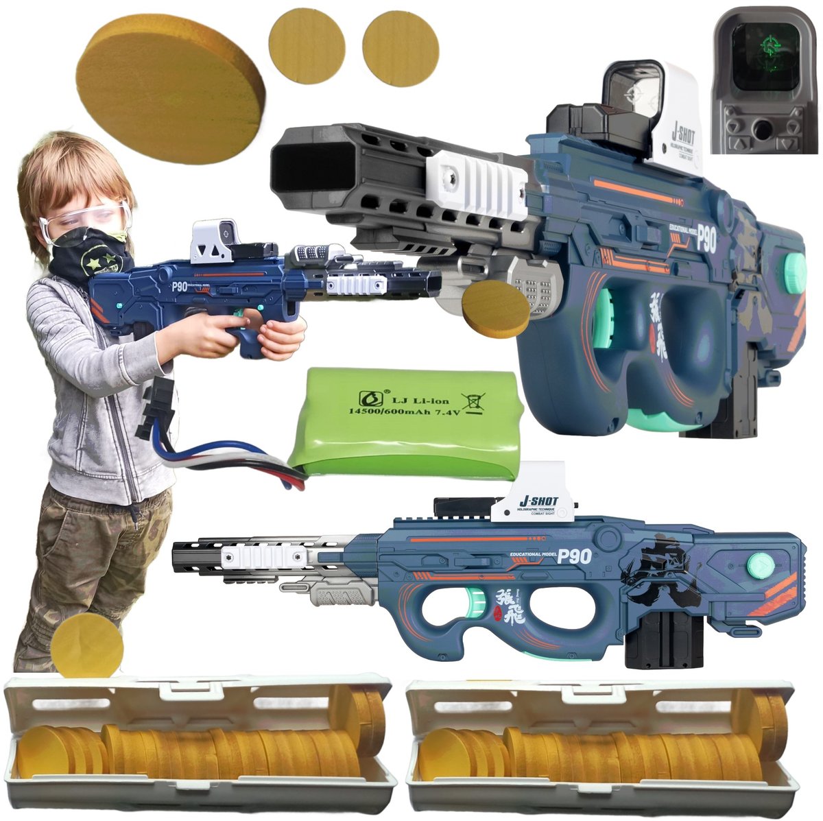 Pistolet Na Akumulator 60cm Kosmiczny Blaster STRZELA DYSKAMI dyski Karabin