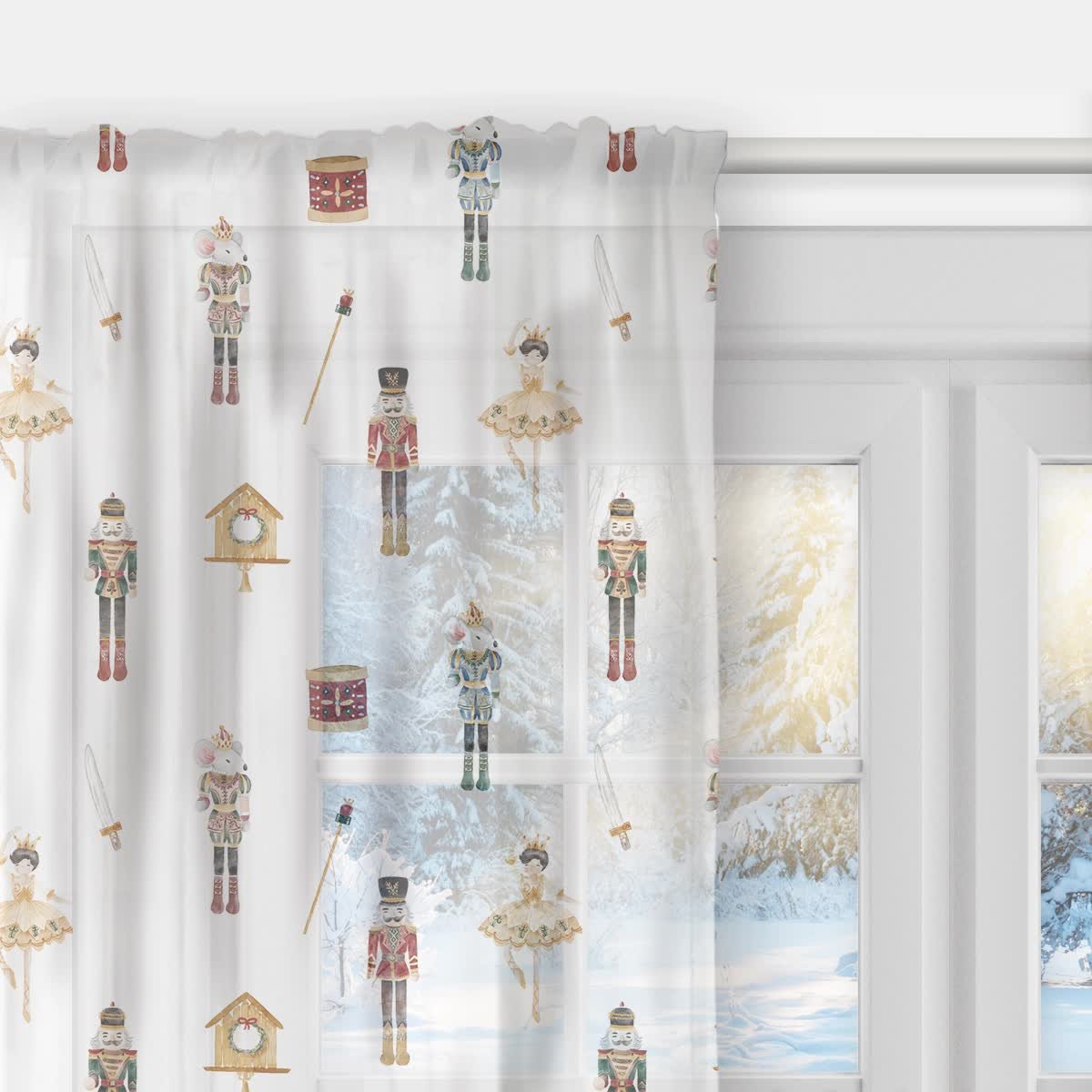 Firana XMAS wzór XM15 | Dziadek do orzechów 140 x 150 cm