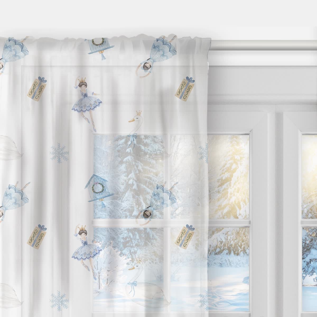 Firana XMAS wzór XM13 | Zimowy balet 140 x 230 cm