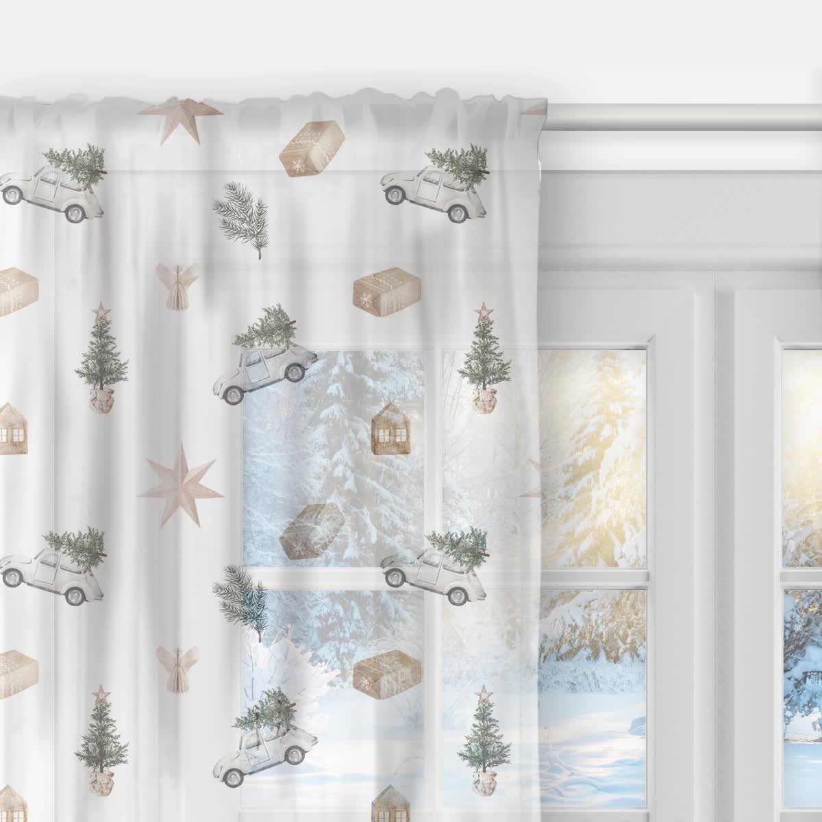 Firana  XMAS wzór XM10 | Magia Świąt 140 x 240 cm