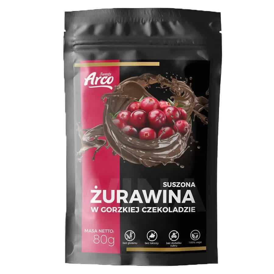 Suszona żurawina w Czekoladzie bez Cukru Arco Sweets, 80g
