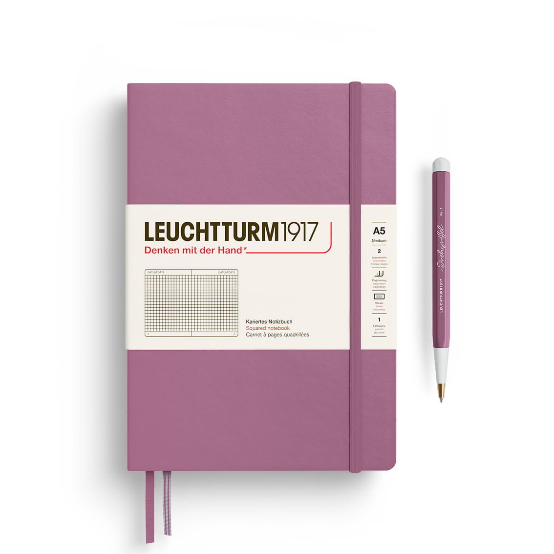Notatnik Leuchtturm1917 Medium A5, kratka, Dusty Rose