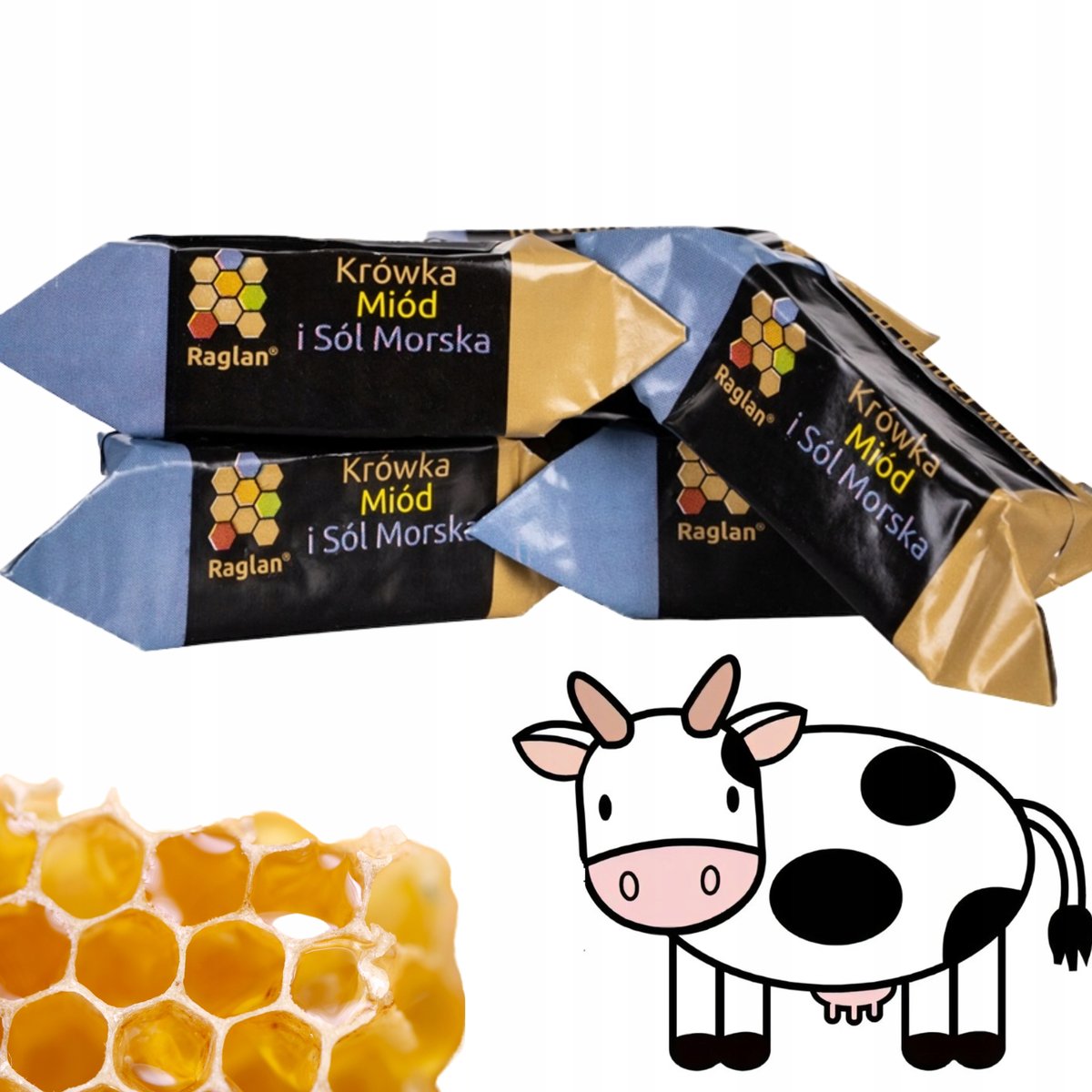 Krówki Miodowe Słony Karmel z Solą Morską Raglan Polski Producent 1kg