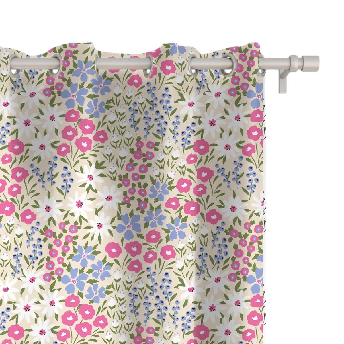 Zasłona FLORAL wzór F41 | rabata w odcieniach różu i fioletu 150 x 230 cm tkanina zaciemniająca