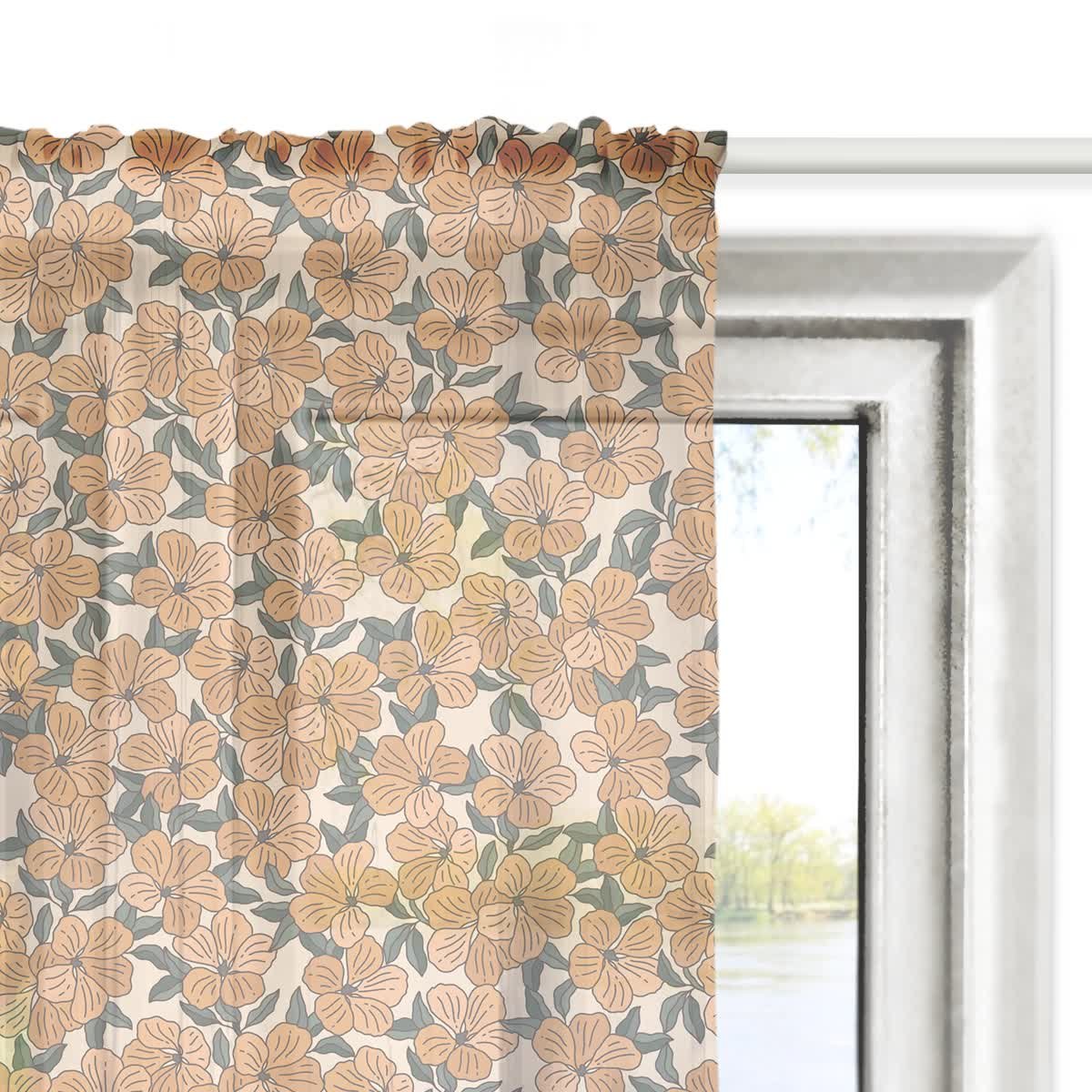 Firana FLORAL wzór F39 | tunbergia oskrzydlona 140 x 160 cm