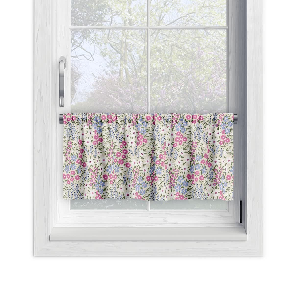 Zazdrostka FLORAL wzór F41 | rabata w odcieniach różu i fioletu 45 x 150 cm