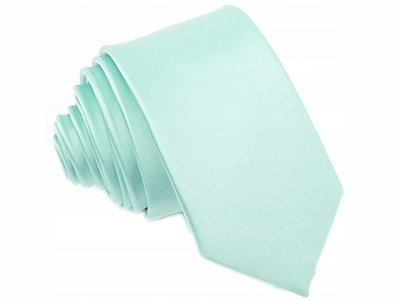 AKWAMARYNA Gładki Krawat WĄSKI 6cm SATYNA gjs76